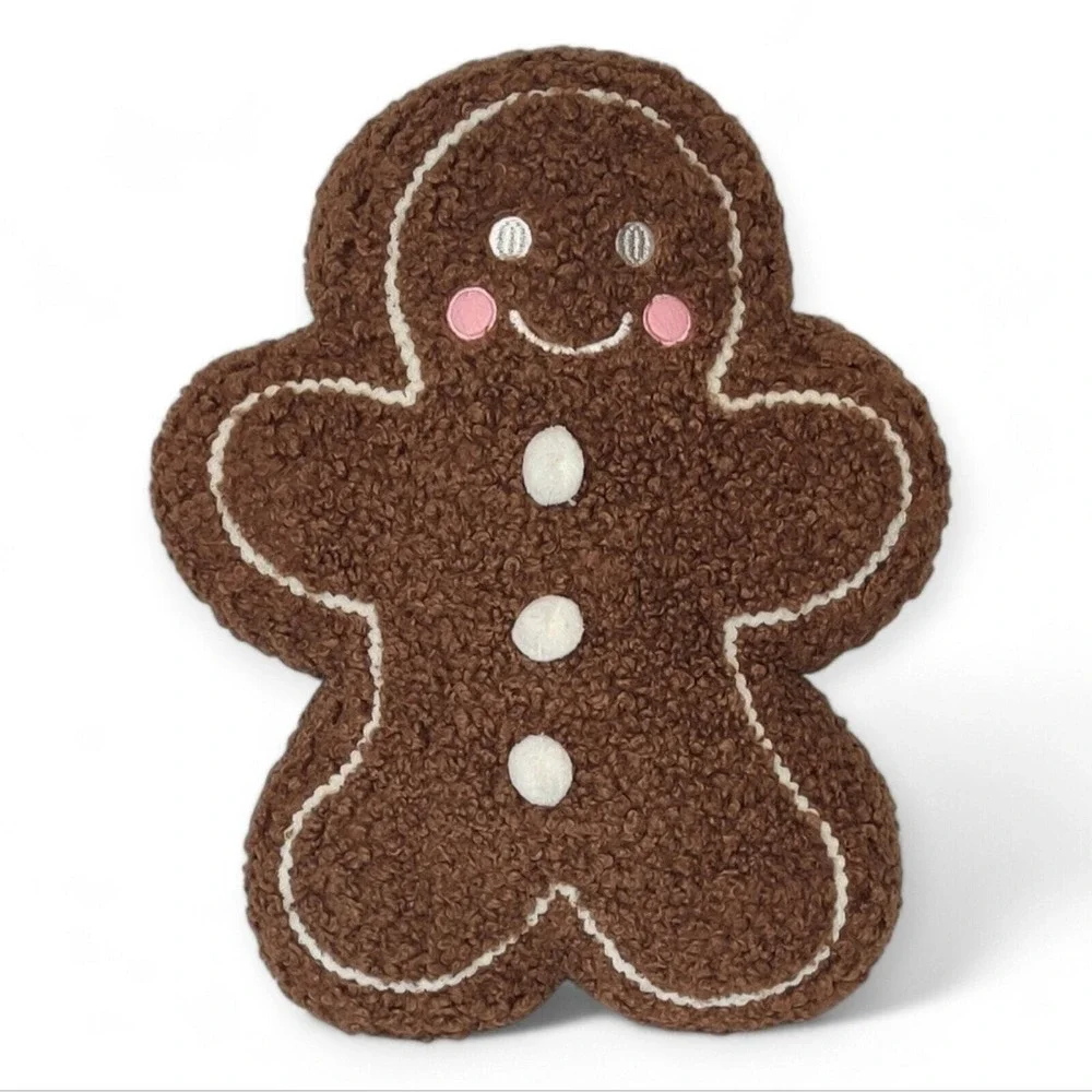 Viral Tik Tok‎ Gingerbread Pillow Plush Pink Cheeks Christmas Decor Large NEW!